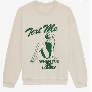LONELY GHOST Cream and Green Graphic Sweatshirt